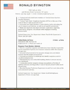 Military Veteran Resume Template