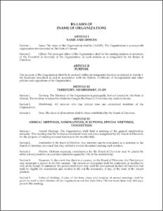 Nonprofit Corporation Bylaws Template