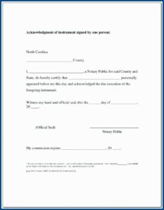 Notary Acknowledgement Form Nc