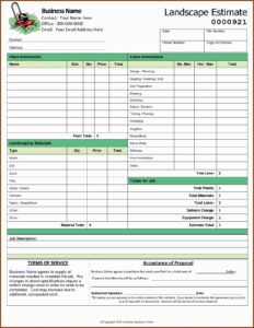 Printable Landscape Estimate Template