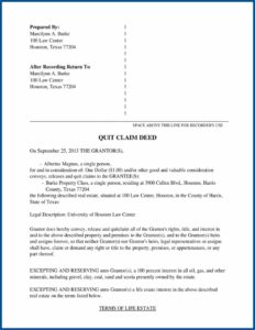 Quitclaim Deed Texas Sample