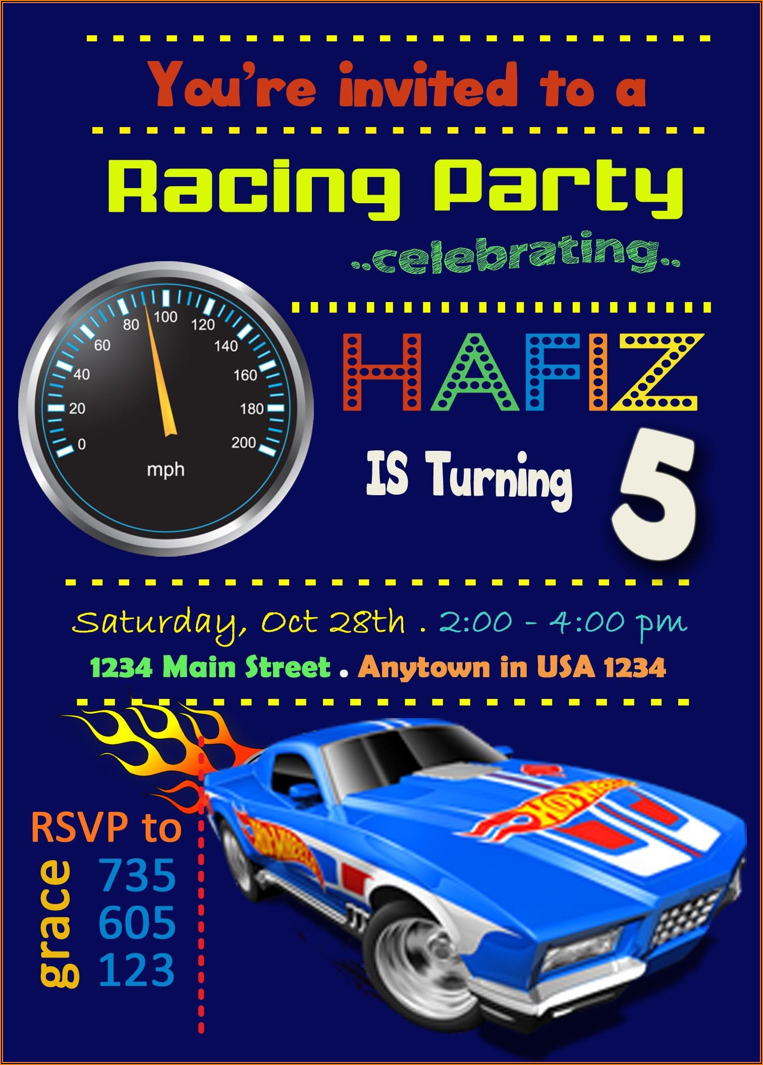 Race Car Party Invitation Templates