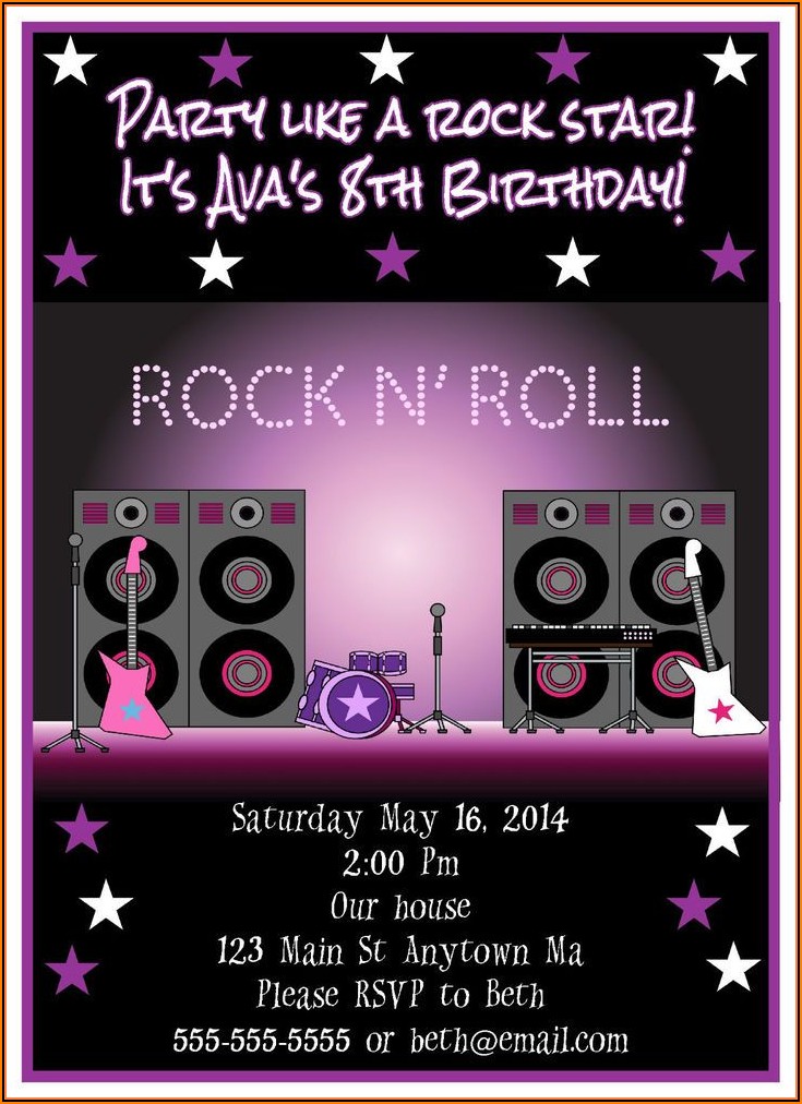 Rock Star Birthday Party Invitation Templates