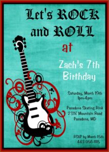 Rock Star Birthday Party Invitations Boy Templates