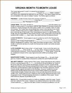 Sample Residential Lease Agreement Virginia