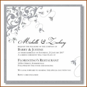 Silver And White Wedding Invitation Templates