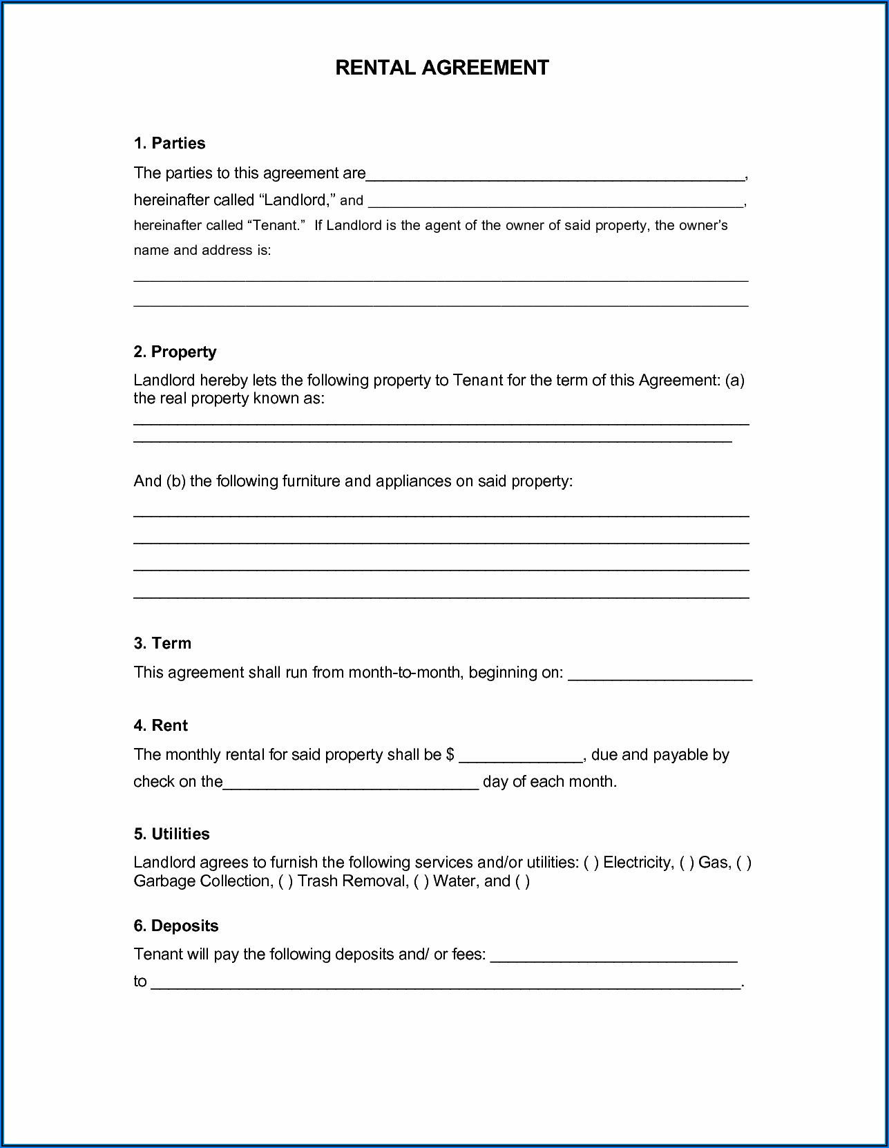 Simple Rental Agreement Form Free Download