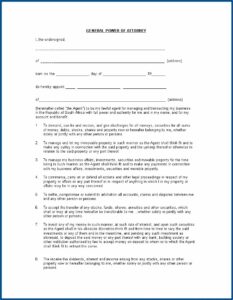 Standard Power Of Attorney Form South Africa