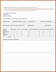 Template For Pay Stub Microsoft Word