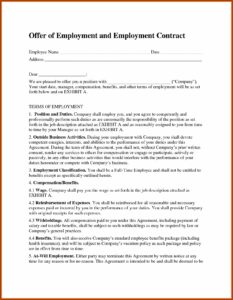 Temporary Employment Contract Template Free