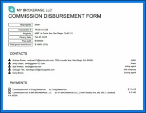 Texas Real Estate Commission Disbursement Form