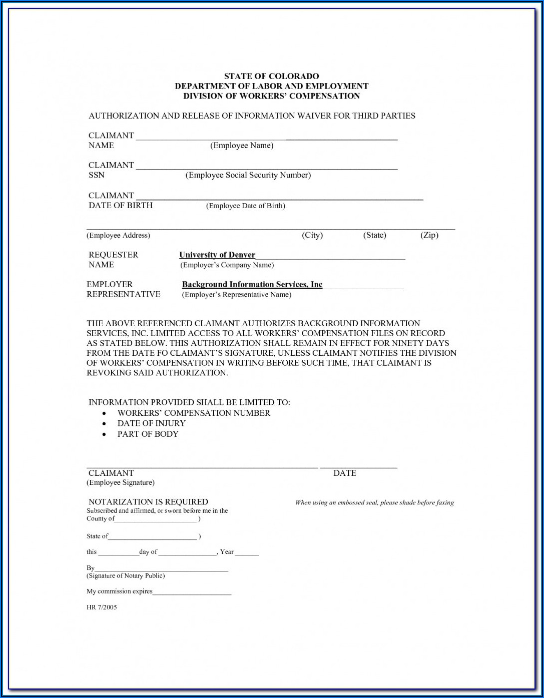 Texas Workers Comp Waiver Form