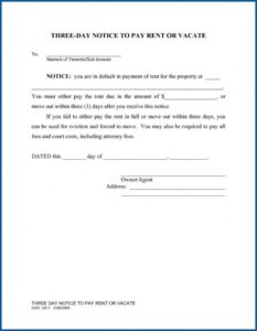 Three Day Notice To Vacate Texas Form