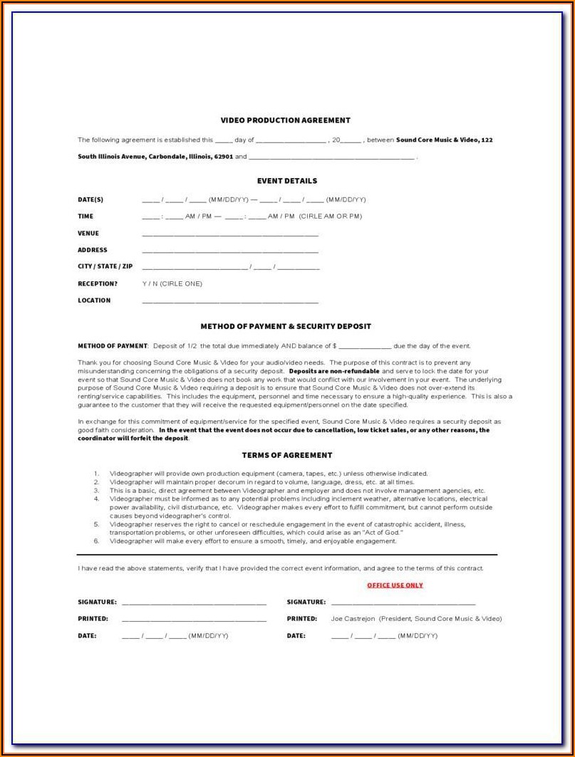 Videography Contract Template Pdf