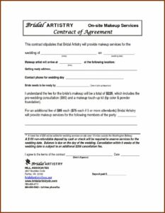 Wedding Makeup Contract Template Free