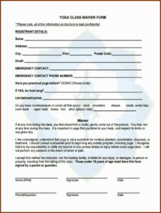 Yoga Waiver Template