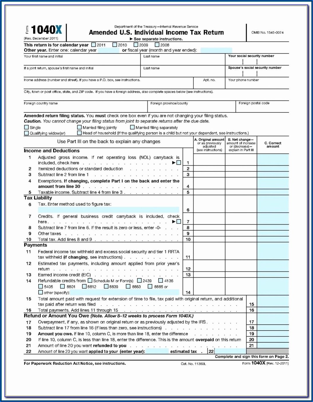 2011 Form 1040ez Instructions