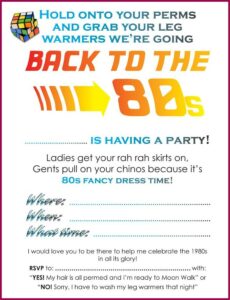 80's Theme Christmas Party Invitation Templates Free