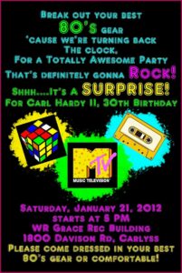 80's Theme Party Invitation Template