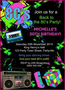 80's Theme Party Invitation Templates Free