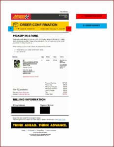 Advance Auto Parts Receipt Template