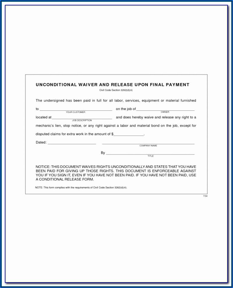 Aia Lien Waiver Form