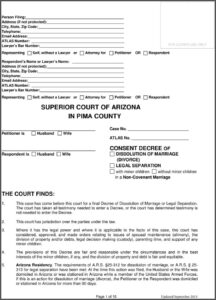 Arizona Divorce Forms Pdf Pima County