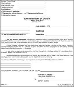 Arizona Divorce Forms Pinal County