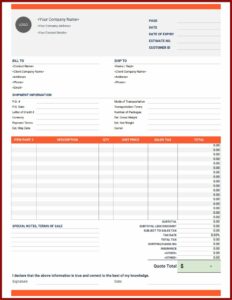 Auto Parts Invoice Template