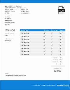 Auto Spare Parts Invoice Template