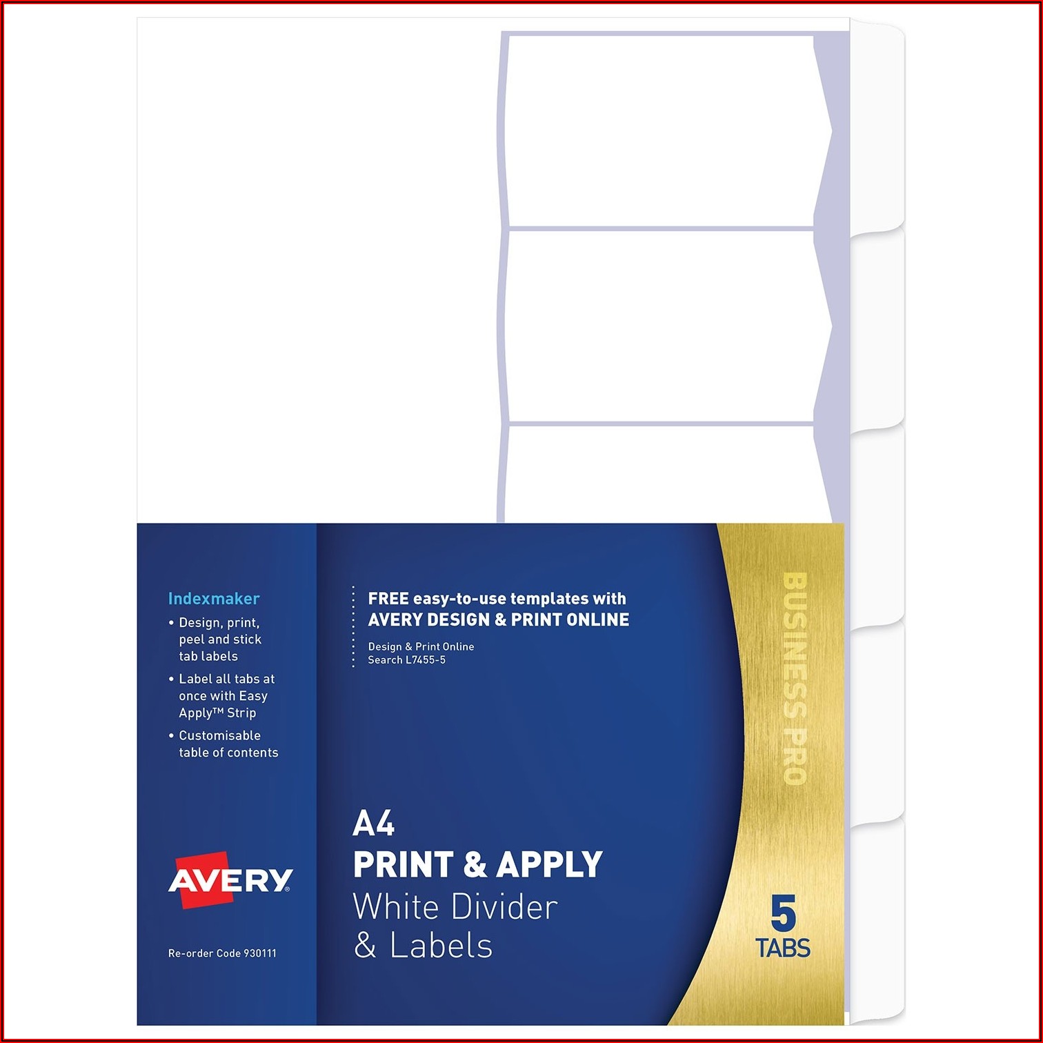 Avery Easy Apply Label Strips Template 5 Tab