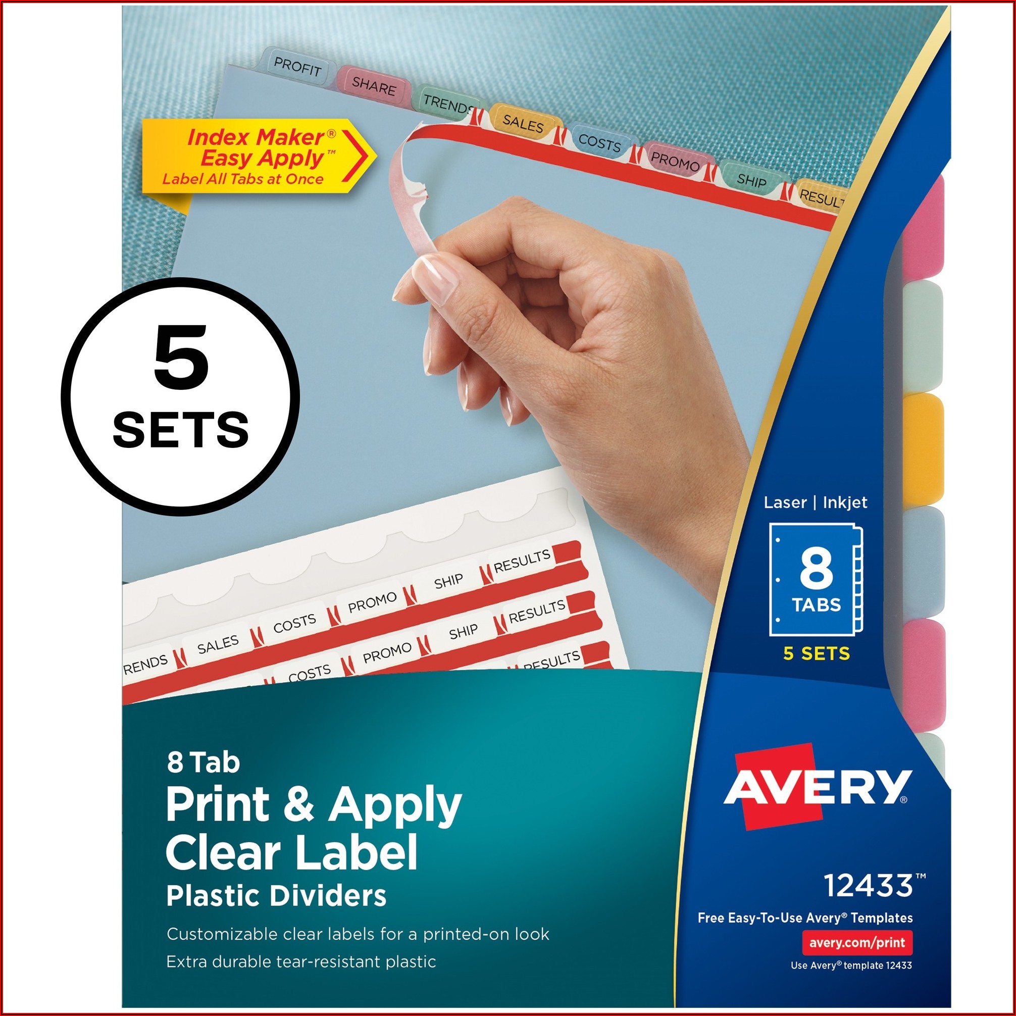 Avery Easy Apply Label Strips Template 8 Tab
