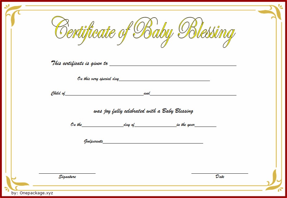 Baby Blessing Certificate Template
