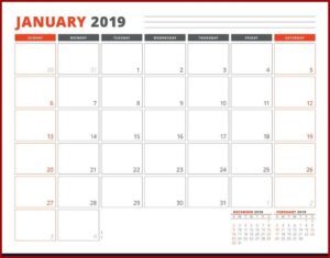 Calendar Planner Template 2019