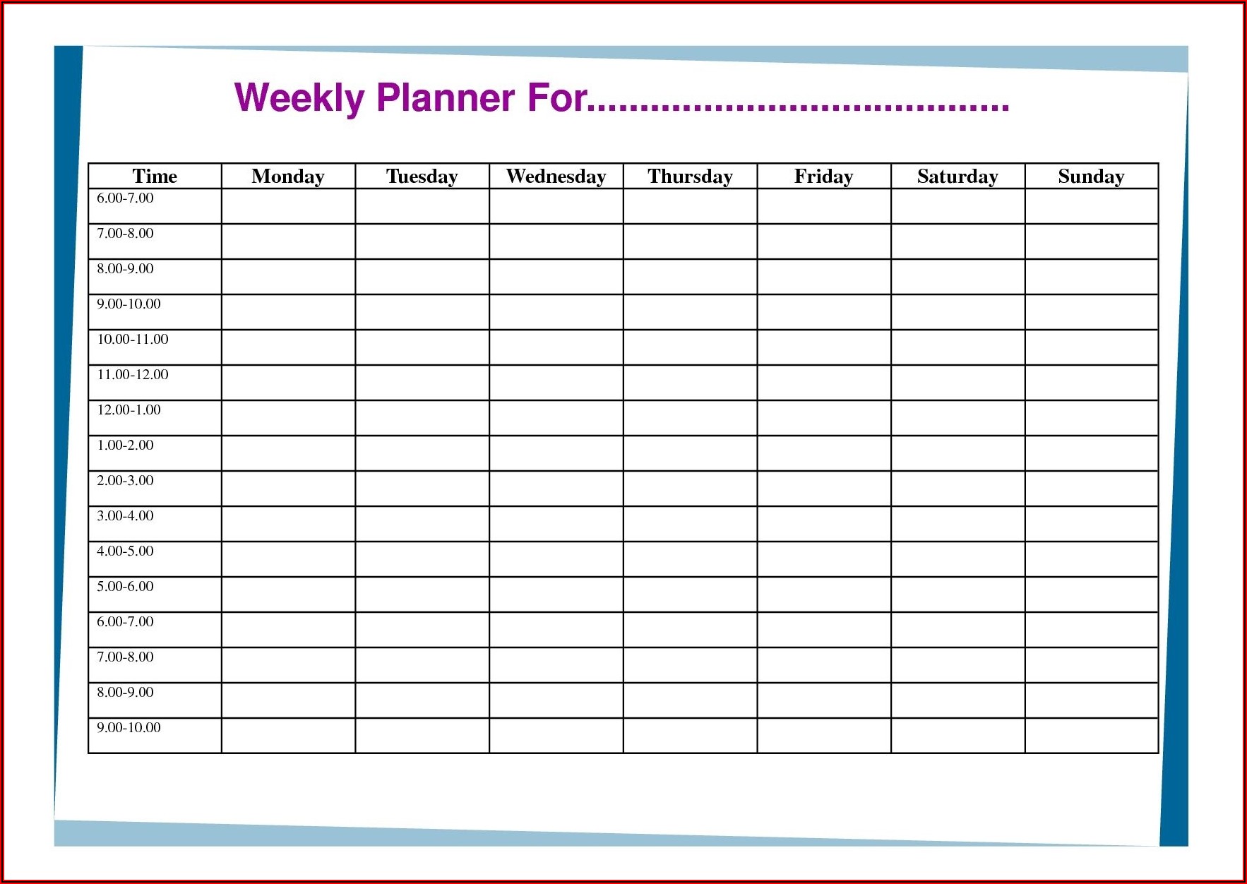 Calendar Planner Template Free
