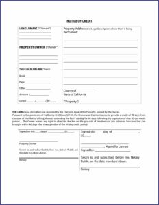 California Mechanics Lien Form 2019 Pdf