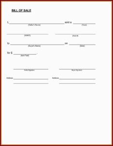 Car Bill Of Sale Template Ga