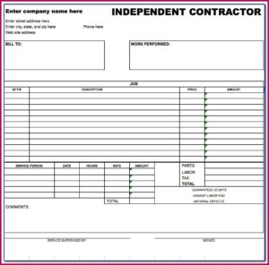 Carpentry Invoice Template Excel