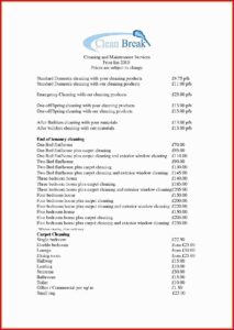 Carpet Cleaning Price List Template