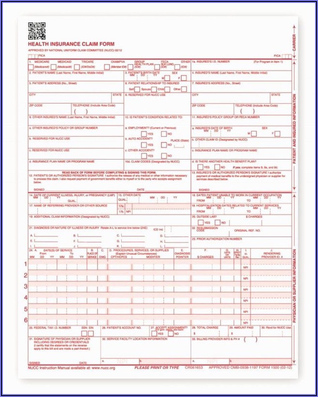 Cms 1500 Fillable Form Free Download