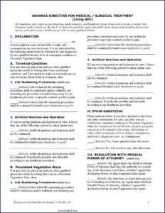Colorado Advance Medical Directive Form