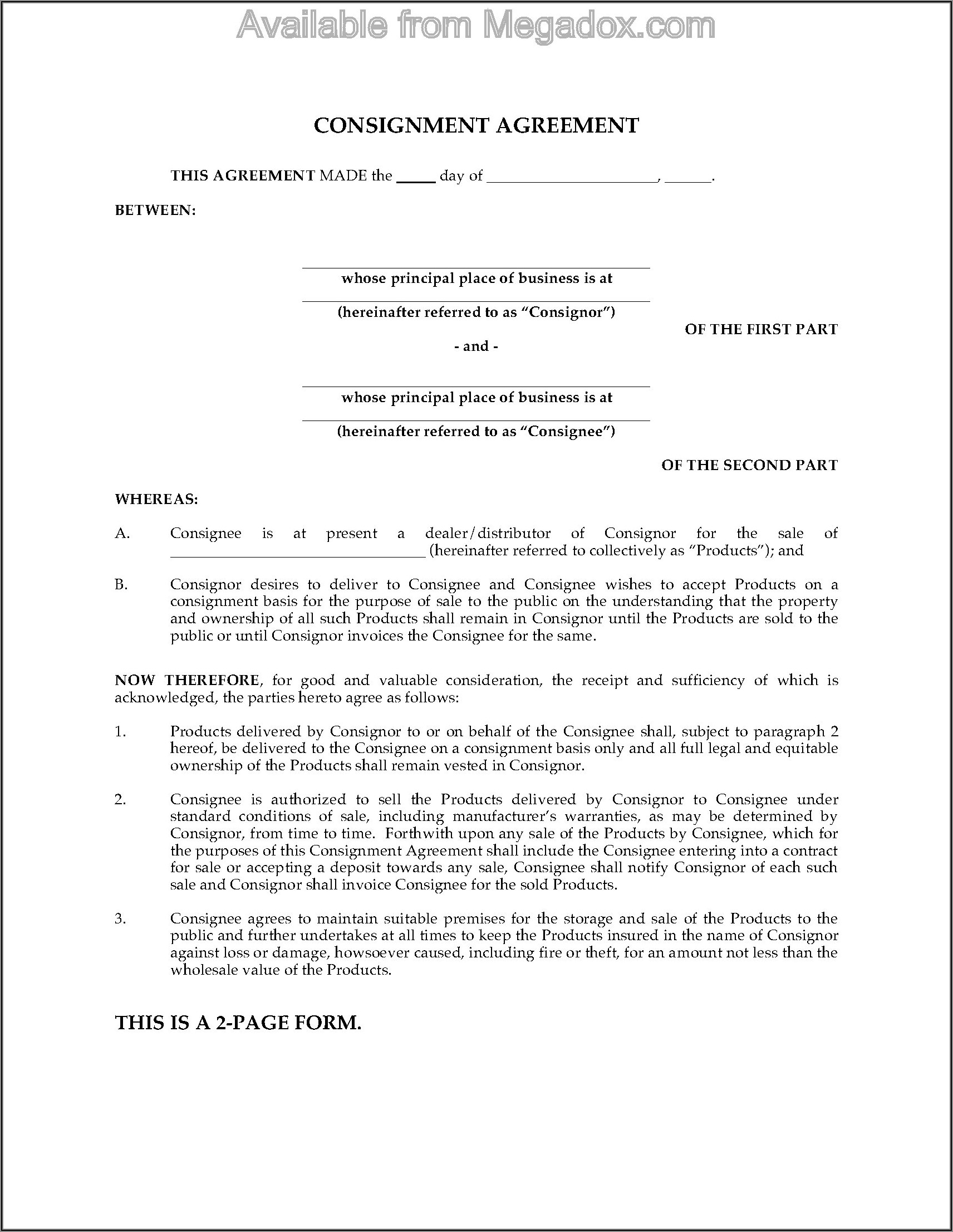 Consignment Sale Agreement Form