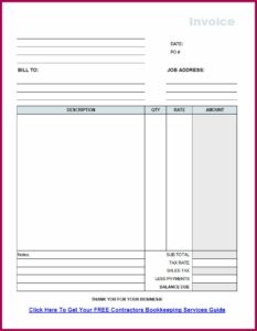 Contractor Invoice Template Excel