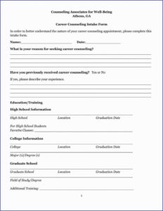 Counselling Intake Form Example