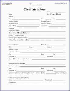 Counselling Intake Form Pdf