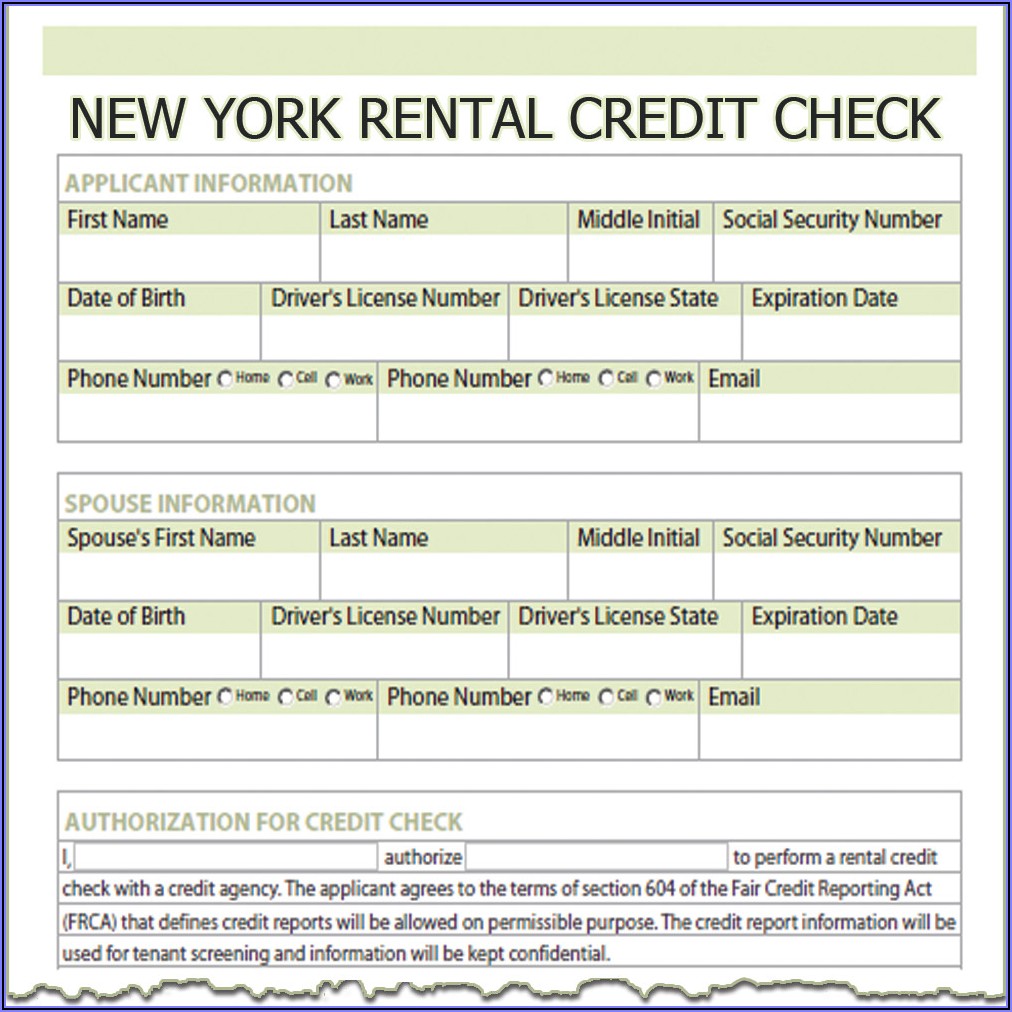 Credit Report Authorization Form For Tenants