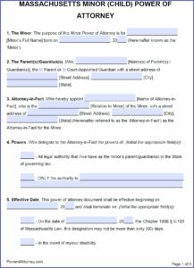 Durable Power Of Attorney Form Massachusetts Free