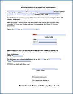 Durable Power Of Attorney Form Oklahoma