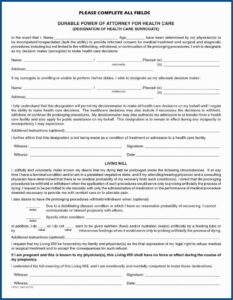Durable Power Of Attorney Template California