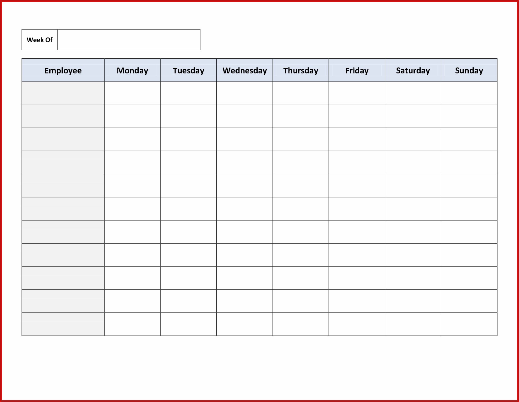 Employee Daily Schedule Template Free